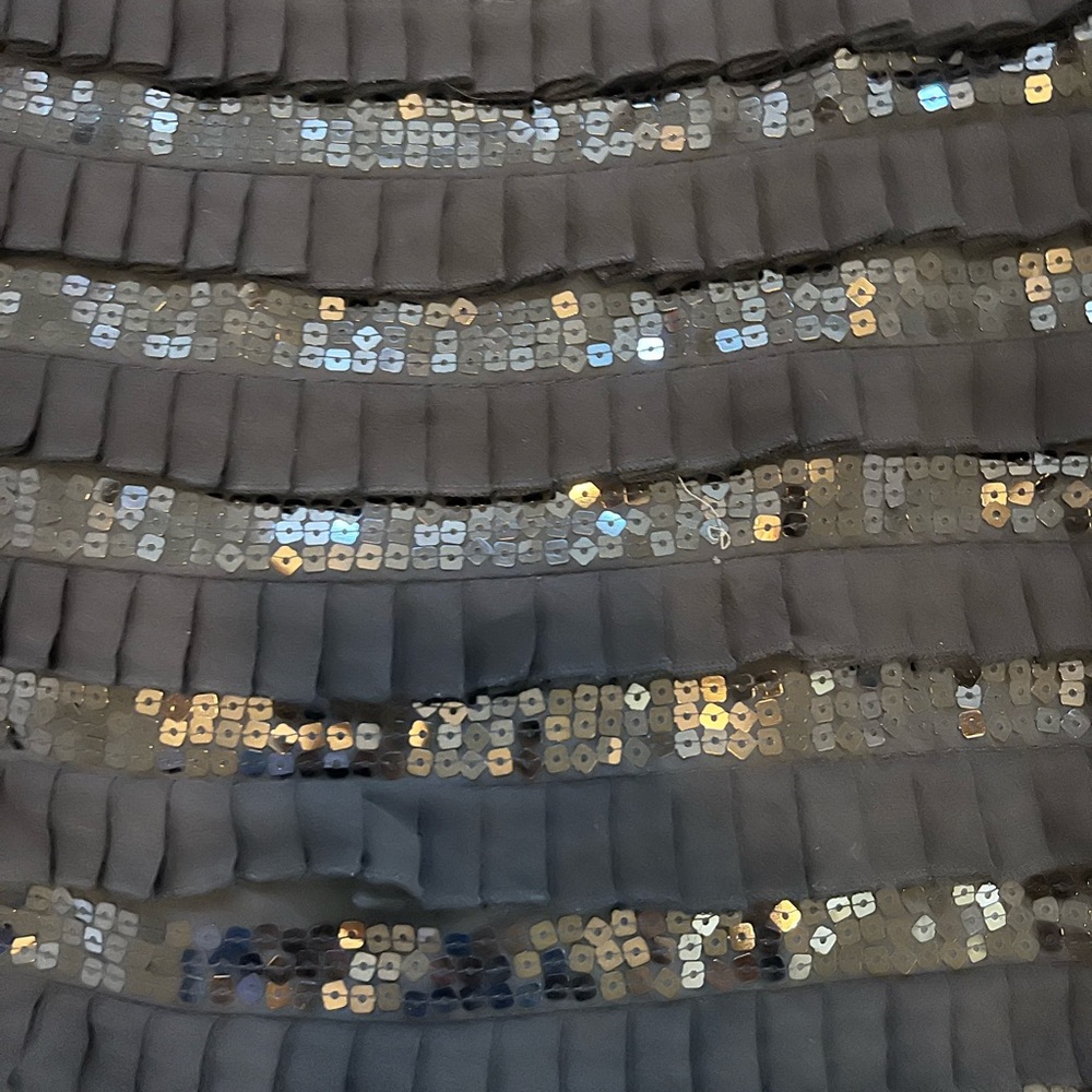 Black sequin ruffle mini skirt